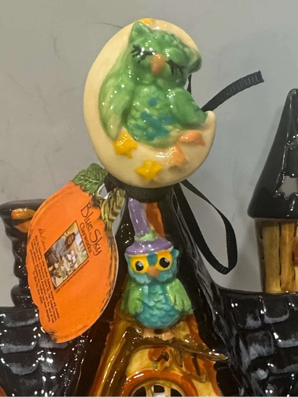 Blue Sky Clayworks Halloween/Fall “Owls Hollow” House Tealight Holder NWT - Picture 9 of 12